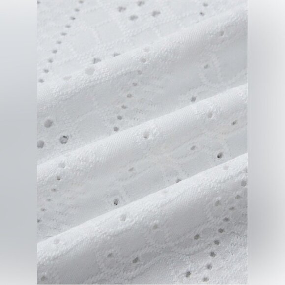 Round Neck Eyelet Embroidered Tank Top White - Picture 3 of 8